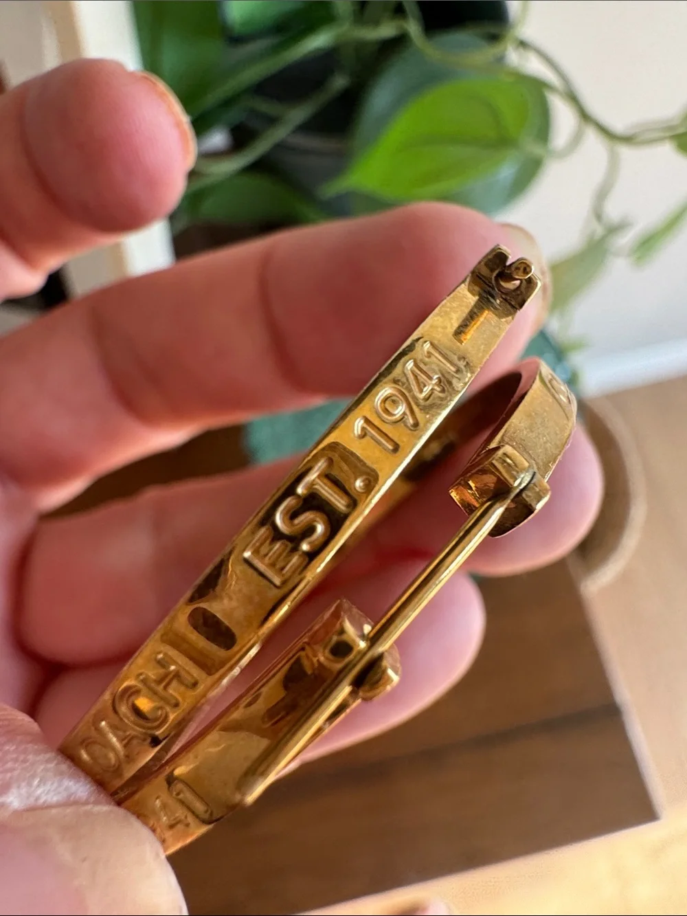 Coach Gold-Tone Set of 2 Signature Bangle Bracelets and earrings